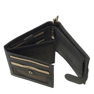 Portofel Barbati piele Naturala Neagra Motor Style Classic cu lant detasabil si RFID Protect - Img 2