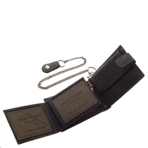 Portofel Barbati piele Naturala Negru Motor Style Classic cu lant detasabil si RFID Protect - Img 4