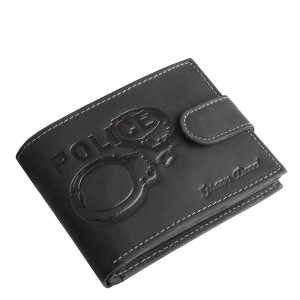 Portofel din piele naturala model Police catuse marca GreenDeed culoare Negru