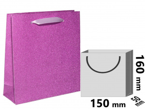 Punga din Hartie Culoare Mov Stralucitor cu Manere Panglica c23573
