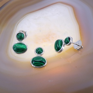 Set din Argint cu Piatra Verde Malachit c4032