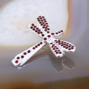 Brosa DragonFly din Argint 925 cu Cristale Rosii c409