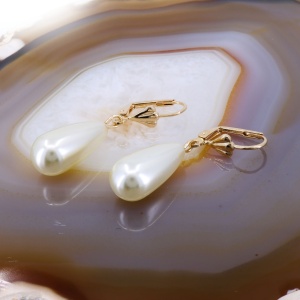 Cercei Pearl Drop Placati cu Aur Galben c3738
