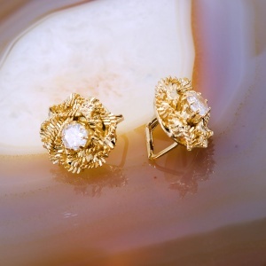 Cercei Rotunzi Placati cu aur 18K cu Cristale zirconia c4165 - Img 2