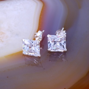 Cercei straluciri de Diamant din argint 925 model unisex, patrat c4310