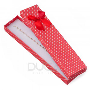 Cutie pe lung de Carton Rosie cu Funda Rosie si Buline Albe 145
