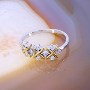Inel din Argint 925 Placat cu Aur decorat cu cristale zircon c3171