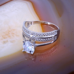 Inel Double Solitaire presrat cu Cristale Zirconia c3125