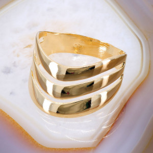 Inel Placat cu Aur Galben 18K model 3 Valuri 1455