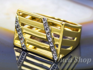 Inel Placat cu Aur Galben si Alb 18K model Fantezie c1090
