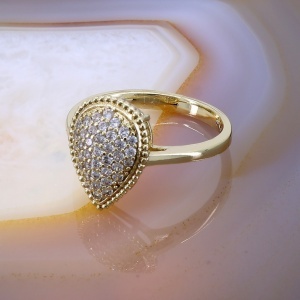 Inel Placat cu Aur model Lacrima decorata cu Cristale Zirconia c1664