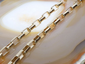 Lant cu zale Groase Dreptiunghiulare Placat cu Aur 18K pl884