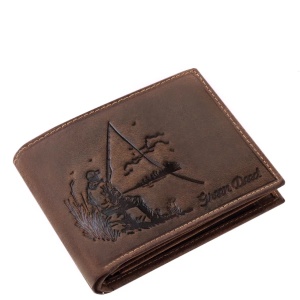 Portofel Hobby Pescuit marca GreenDeed din piele Naturala maro RFID Protect