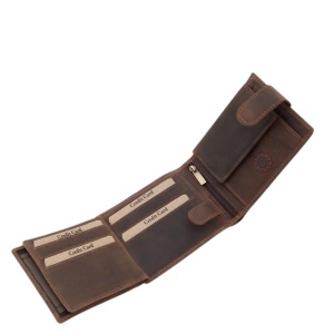 Portofel Zodie Varsator marca GreenDeed din piele Naturala maro cu capsa de protectie - Img 4