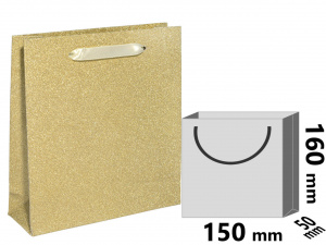 Punga din Hartie Culoare Auriu Stralucitor cu Manere Panglica c23581