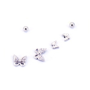 Set 6bc Cercei mici din argint 925 model fluturi-fundita cu cristale c4401