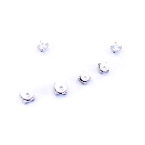 Set 6bc Cercei mici din argint 925 model perle albe si cristale mici c4400