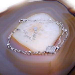 Bratara doua fire din Argint cu pandantiv si cristale Zirconia c3284