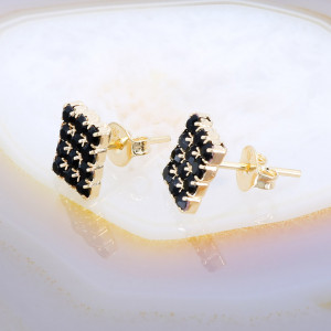 Cercei Placati cu Aur 18K cu Cristale Zirconia Negre 3268