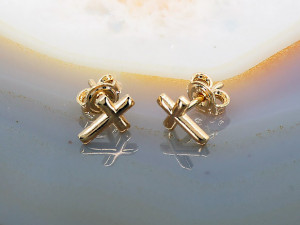 Cercei Placati cu Aur Galben 18K model Cruce c3142