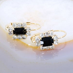 Cercei Placati cu Aur Galben 18k model cu Cristale Zirconia Negre 3287