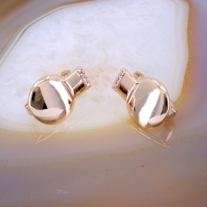 Cercei Reflexii Oglinda Placati cu Aur Rose cu Cistale Zirconia c3998