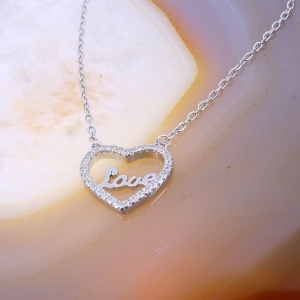 Colier Inima cu mesaj Love din Argint cu Cristale Zircon c1760