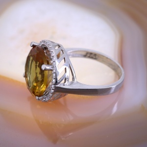 Inel Argint 925 cu piatra mare rotunda zultanit si cristale zirconia c3302 - Img 3