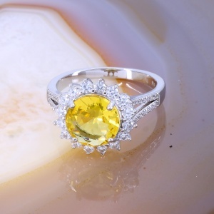 Inel din Argint 925 cu piatra galbena si crista zirconia c3182