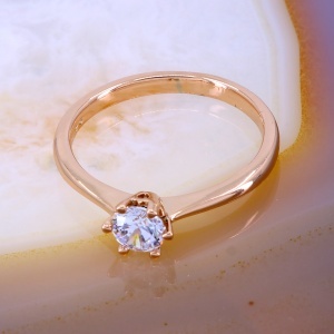 Inel Solitaire placat cu aur rose cu cristal rotund Zirconia c1671