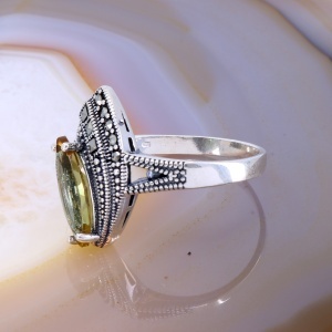 Inel Vintage din Argint 925 cu piatra Zultanit si Marcasite c3190 - Img 2