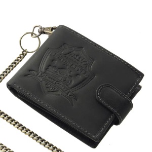 Portofel Barbati piele Naturala Neagra Motor Style Classic cu lant detasabil si RFID Protect - Img 6