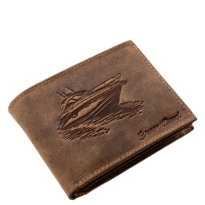 Portofel din piele naturala model Barci Rapide culoare Maro