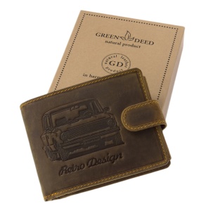 Portofel din piele naturala model Masina Retro culoare Maro cu Capsa - Img 3