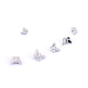 Set 6bc Cercei mici din argint 925 model fluturi cu cristale c4397