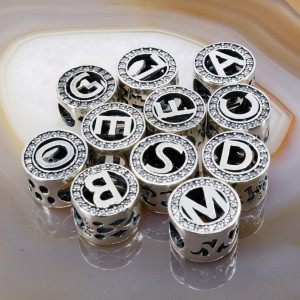 Talisman, Charm tip Pandantiv din Argint 925 model Litera cu Cristale Zirconia 967