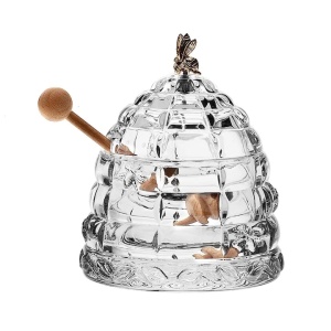 Bol cu capac pt miere in forma de Stup realizat cu Crystal Bohemia