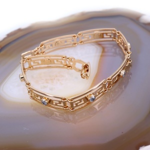 Bratara Placata cu Aur Rose cu zale motive grecesti si cristale zirconia c1748 - Img 2