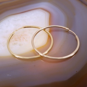 Cercei placati cu aur galben model rotund clasic marime medie c4124
