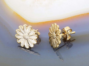 Cercei Rotunzi in forma de Floare Placati cu Aur 18K c2758