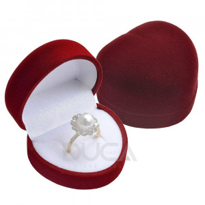 Cutie in forma de Inima din Catifea Bordo cu interior Culoare Alb c160