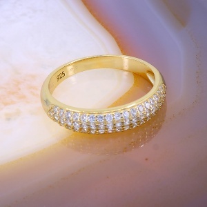 Inel din Argint 925 Placat cu Aur decorat cu cristale zircon c3156