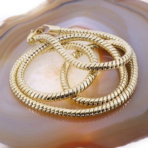 Lant Snake gros si greu placat cu aur galben model unisex c1275 - Img 2
