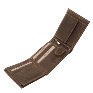 Portofel din piele naturala model Hobby Ski marca GreenDeed culoare Maro - Img 3