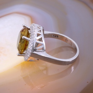 Bijuterie Inel din Argint 925 cu piatra mare rotunda zultanit si cristale zirconia c3311