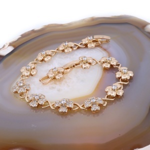 Bratara model Flori cu Cristale Zirconia Placata cu Aur Rose c1655