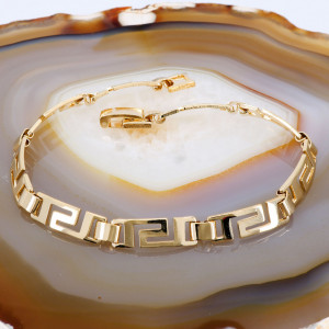 Bratara Placute Placate cu Aur Galben 18K model Grecesc c1406