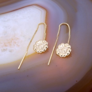 Cercei fir Lung placati cu Aur 18K model Floricica c4184