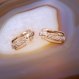 Cercei Placati cu aur Rose cu model si cristale zircon c4146