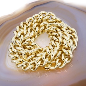 Colier Cuban Link placat cu aur galben c1286 - Img 3